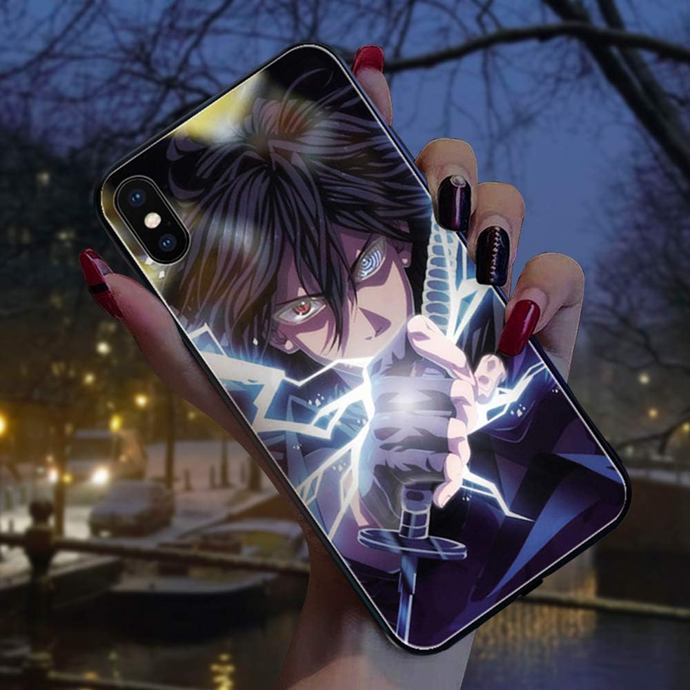 NMEGOU Naruto Sasuke Call Flash Luminescent Glass Anti-Fall Mobile Phone Shell Illuminated for Iphone11 pro max/XR X/XS Max 7/8plus (Sasuke, iPhone 7/8 Plus)