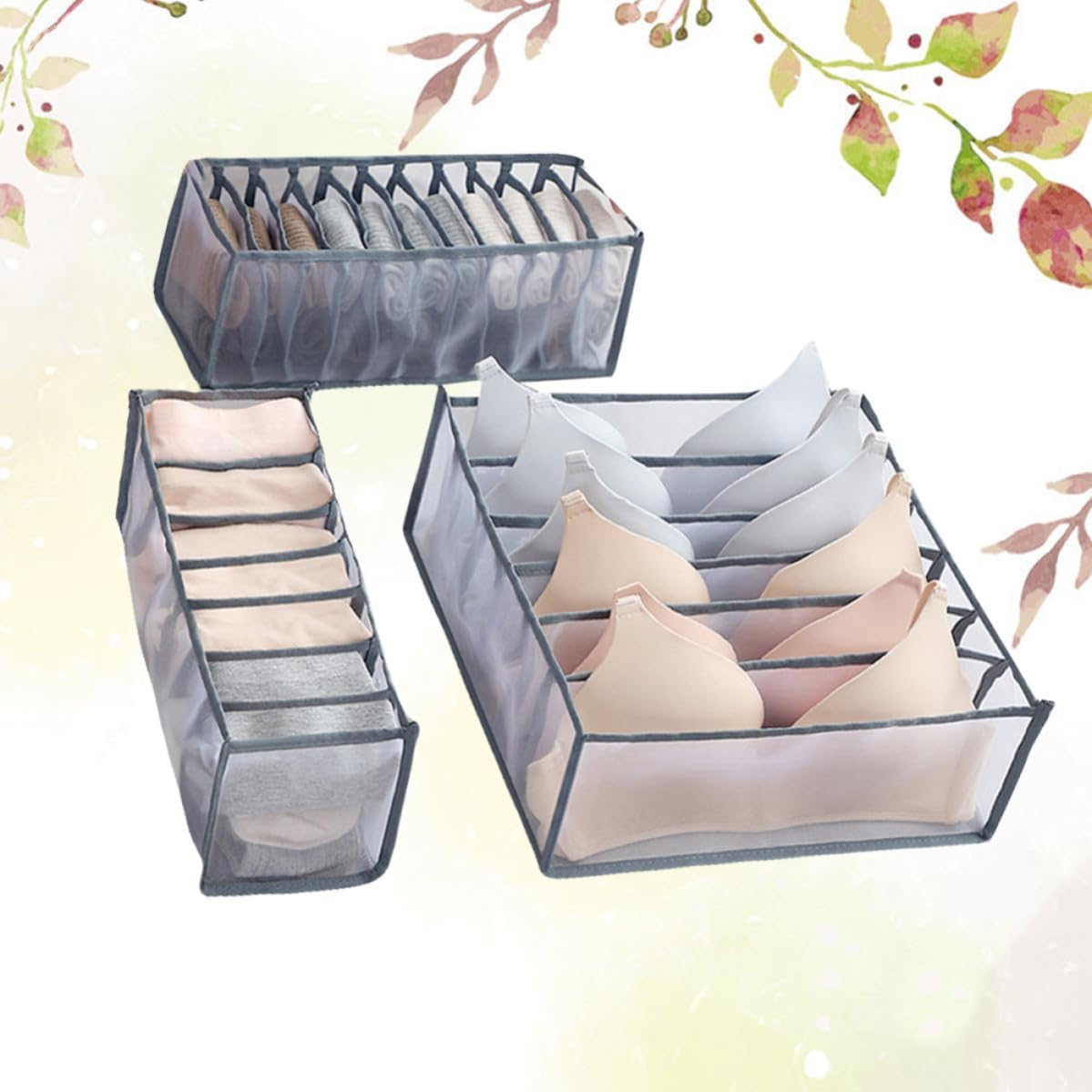 OUNONA Bra Organizer Box Nylon Drawer Divider Storage for Underwear