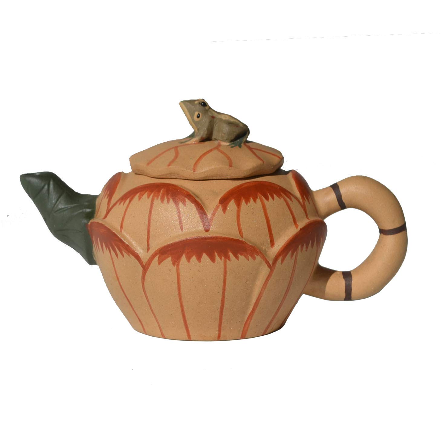 Chinese Zisha Teapot 7oz Yixing Clay Handmade Tea Pot for Tea Lovers Brew Tea Home Office Decorative Collection (Frog lotus 220ml)