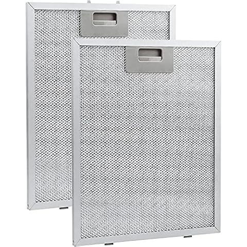 Nordun Cooker Hood Metal Grease Filter for Many Leading Brand of Cooker Hood/Extractor Fan Vent - 320 x 260mm - Pack of 2 - Silver Cover