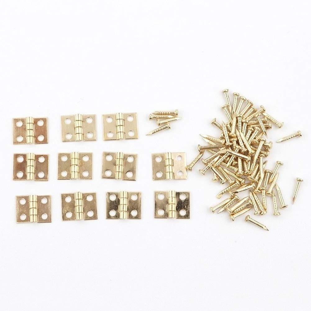Shiketong One Color 10Pcs Mini Brass Hinges For Small Boxes, Wooden Jewelry Box Door Hinge Hardware