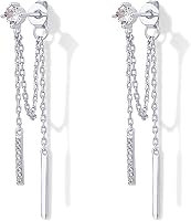 PAVOI 18K Gold Plated 925 Sterling Silver Chain Drop Dangle Earrings with Cubic Zirconia for Women