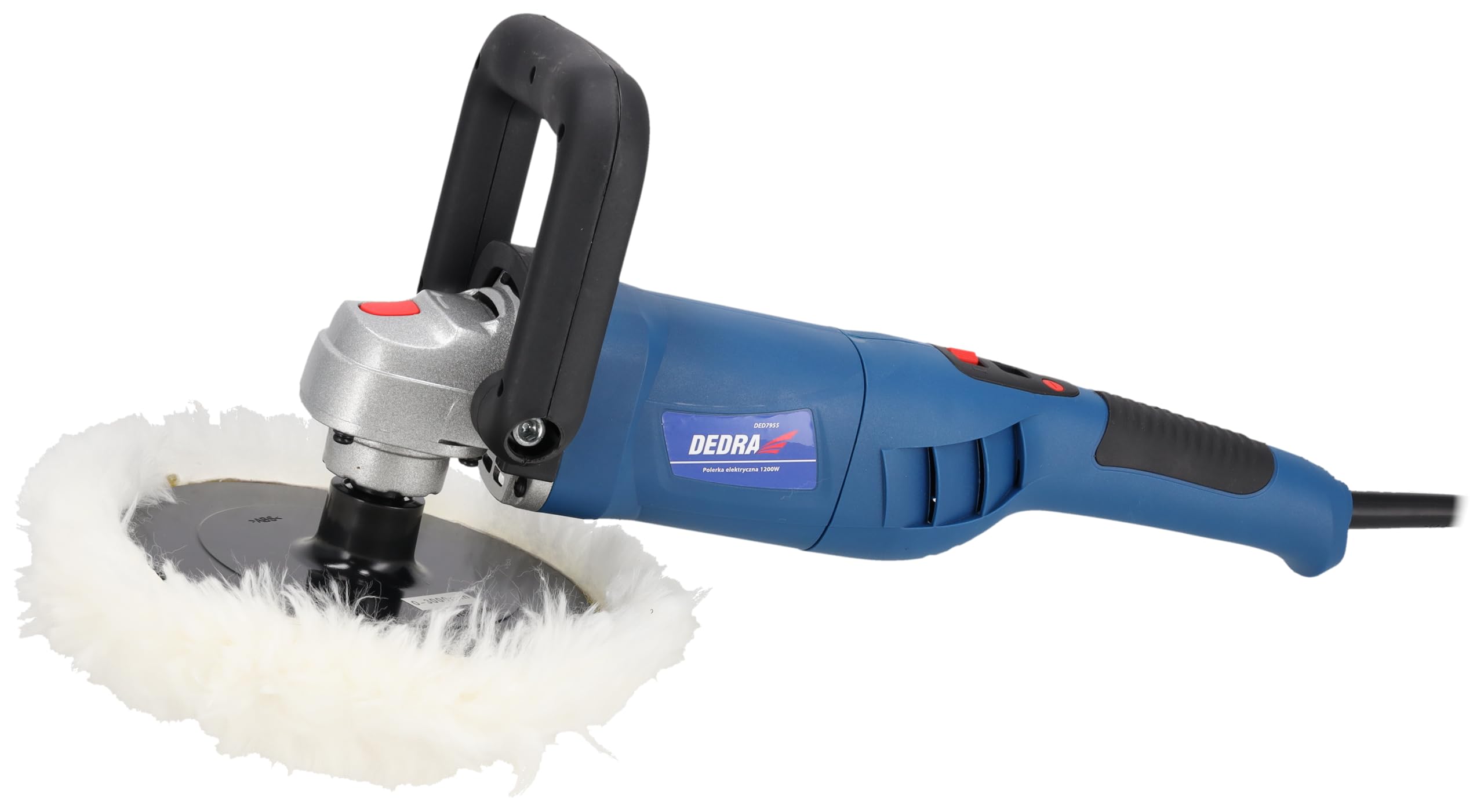 DEDRA Auto-Poliermaschine, elektrisch Leistung 1200 W, Polierteller 180 mm, 0-3000 U/min, Gewicht 2,8kg, langes Kabel 5m, mit digitaler Geschwindigkeitsanzeige