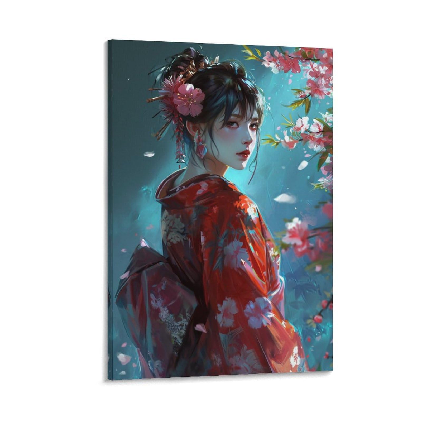 Amazon.co.jp: 絵画 花を咲かせる着物の女の子 アートパネル ポスター