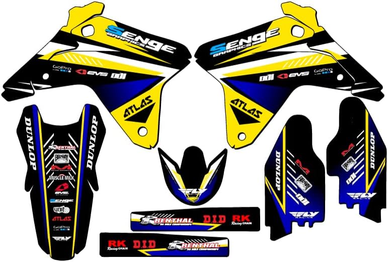 2005-2006 RMZ 450 SURGE Yellow Senge Graphics Complete Kit With Rider I.D. Compatible with Suzuki