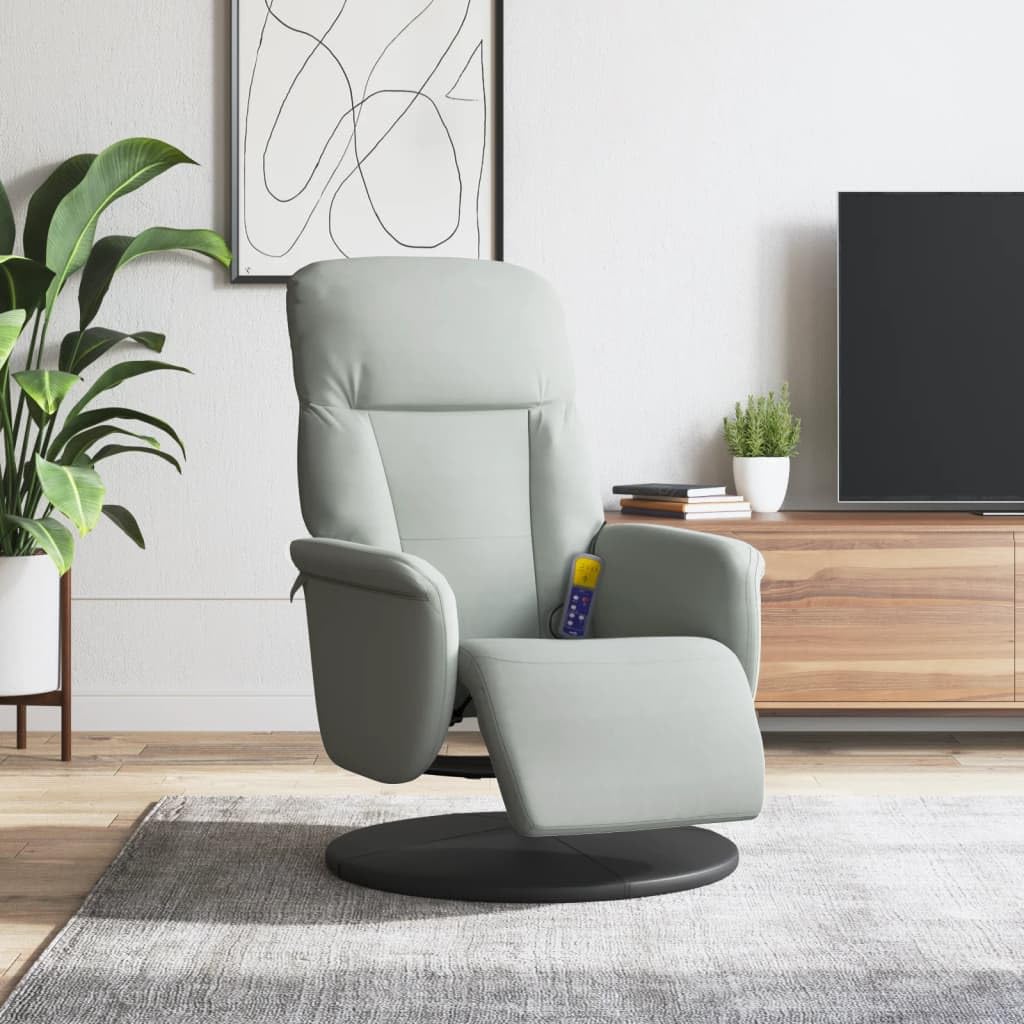 vidaXL Fauteuil Inclinable de Massage Repose-Pied, Siège avec Accoudoirs, Chaise de Relaxation avec Dossier Salon, Moderne, Gris Clair Velours