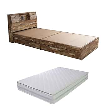 (KS様予定)ダブルベッドフレーム　ダークブラウン　&マットレス ダブルベッドフレーム ベッセ Lキャビ 引付 DB ダーク