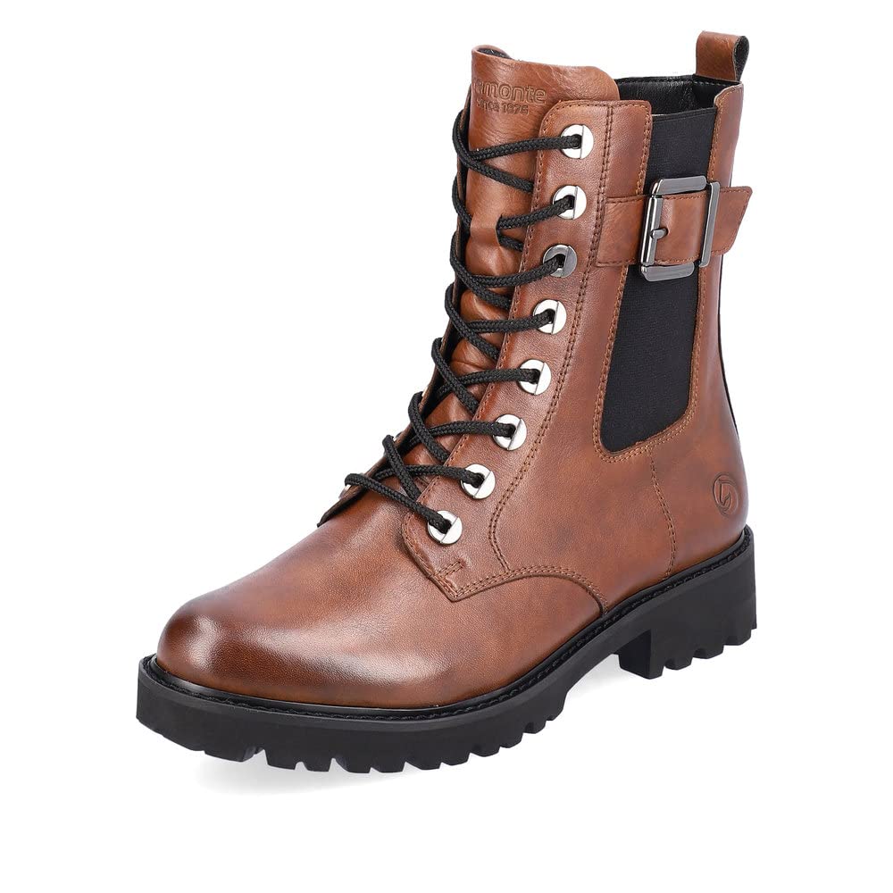 Remonte Women Ankle Boots D8668, Ladies Biker Boots,Removable Insole,Boots,Half Boots,Biker Boot,Flat,Braun,39 EU / 6 UK