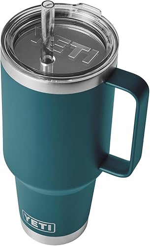 YETI Rambler - Vaso con asa y tapa con popote, taza de viaje aislada al vacío, acero inoxidable