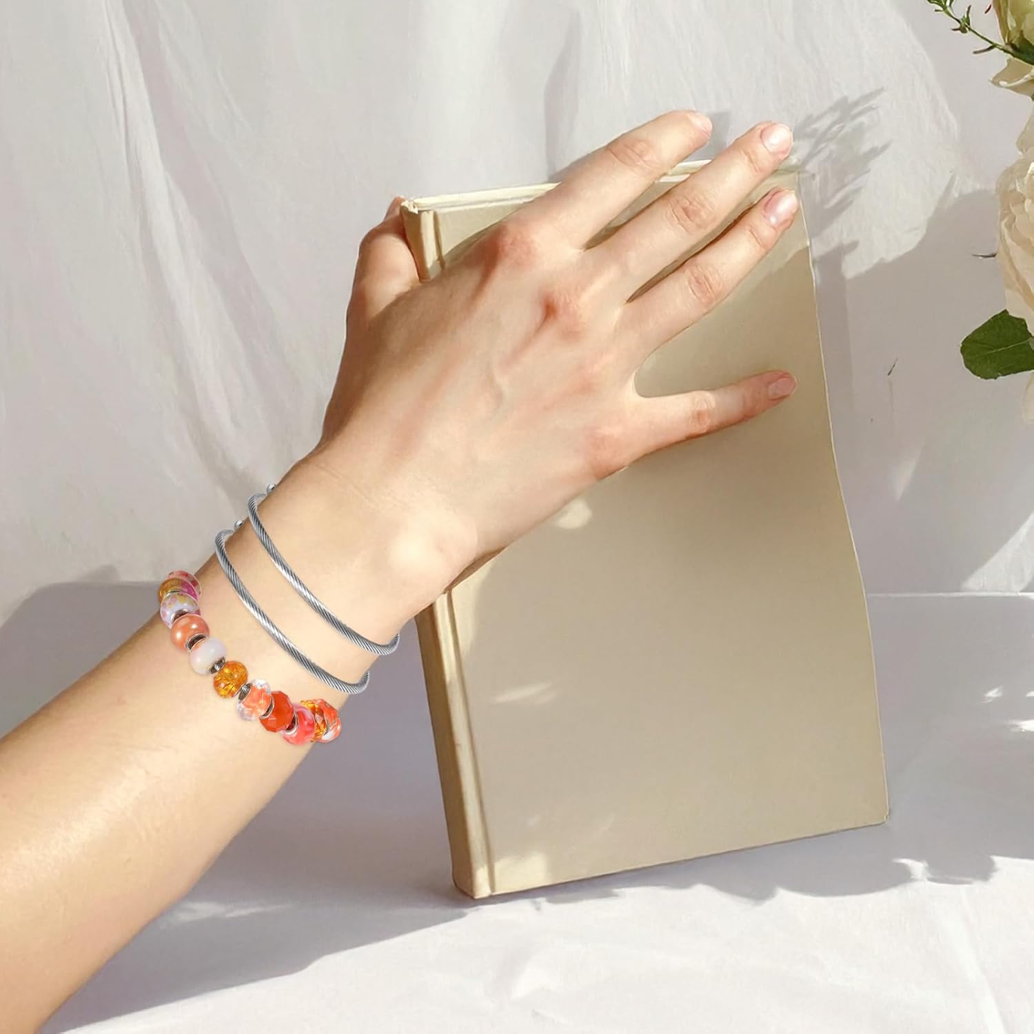 60pcs Elastic Charm Bracelet Chain Stainless Steel Cable Wire Twisted Cuff Bangle Bracelet Snake Charm Bracelets Expandable Silver Snake Bracelets for Crafts DIY Women Jewelry Making Supplies Gifts - Image 7