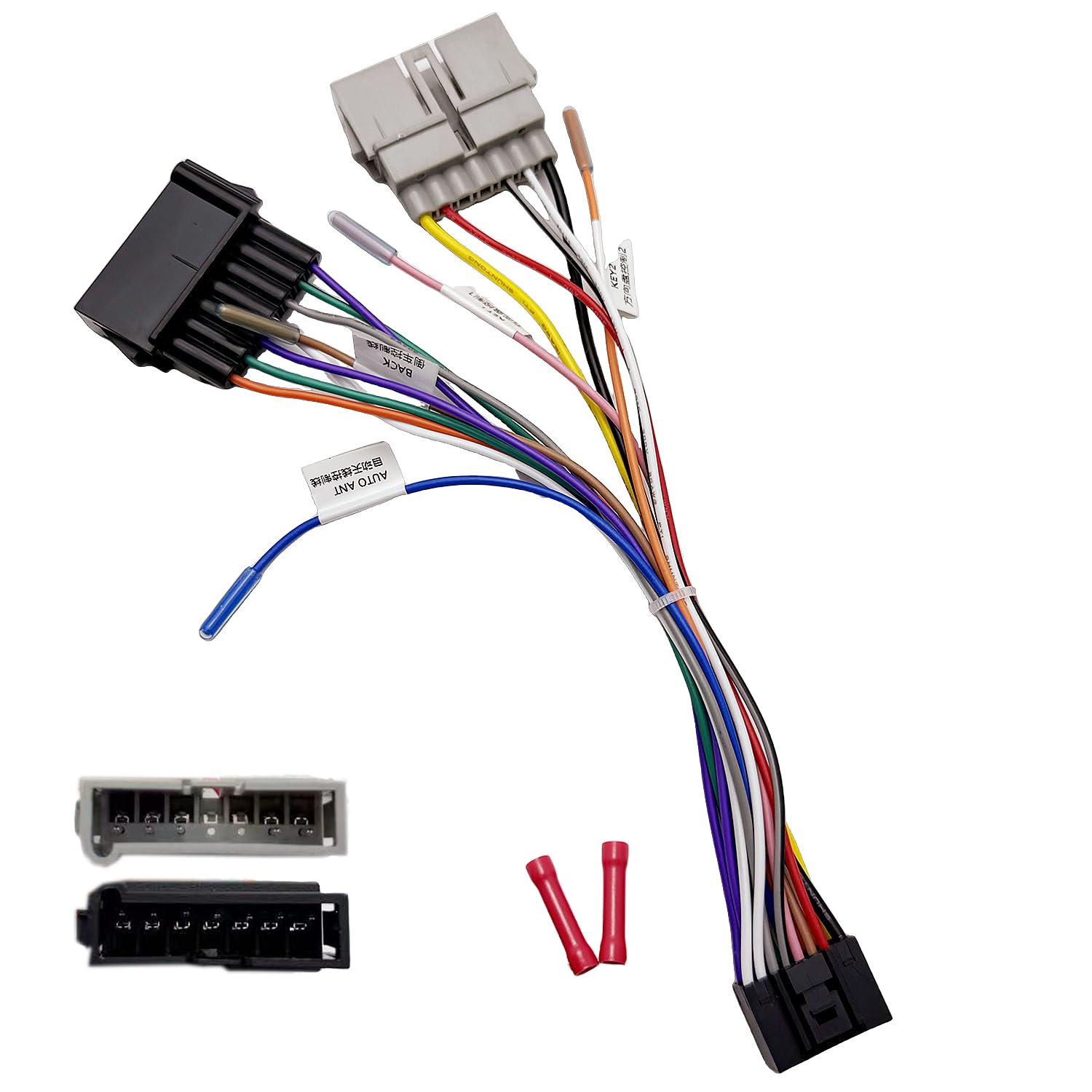 16Pin ISO Aftermarket Radio Harness Adapter Compatible with Chrysler 1984-2001 Dodge 1984-2001 Jeep 1997-2001, 16Pin Android Car Stereo Wiring Harness with SWC Reverse for Ram Wrangler