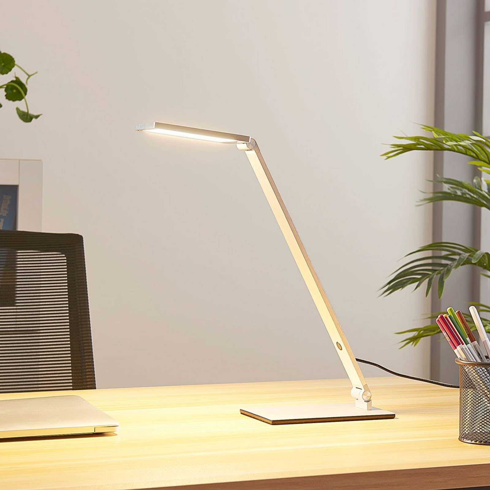 Lucande Lampada da tavolo LED dimmerabile (Moderno) colore Grigio, in Alluminio ad es. Studio & Ufficio lampadina inclusa lampada scrivania a