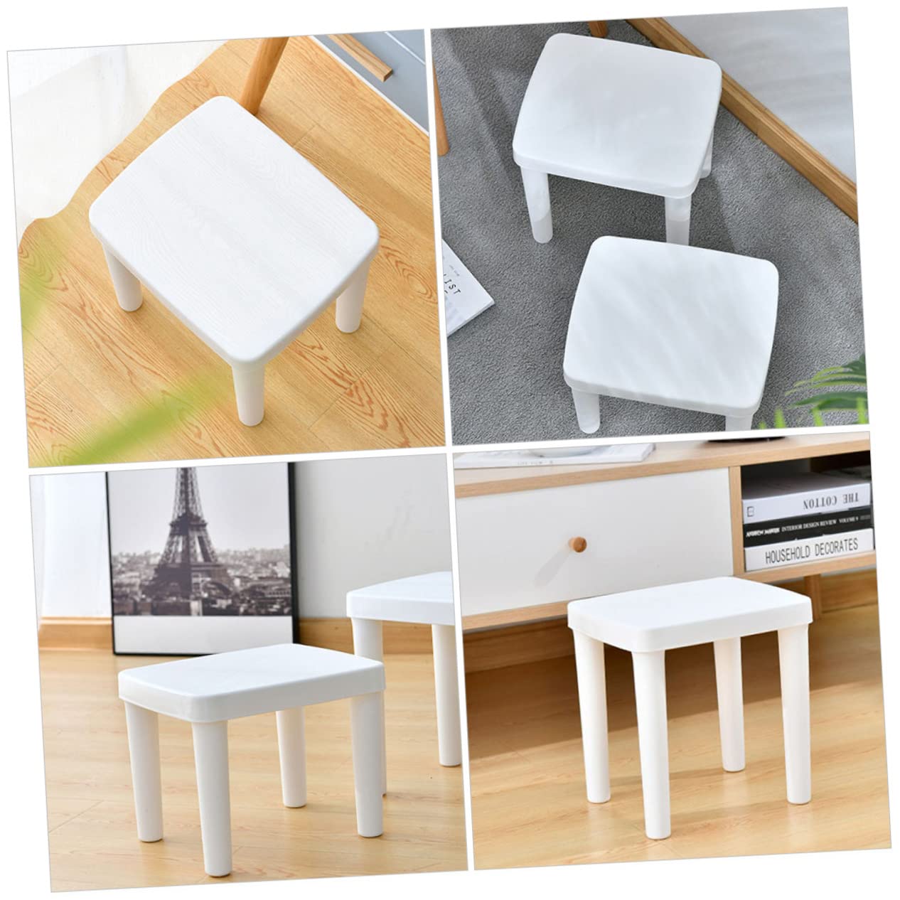 Sgabello per Bagno Bambini Antiscivolo in Plastica Bianco Struttura Triangolare Stabile per Ragazzo Ragazza in Bagno