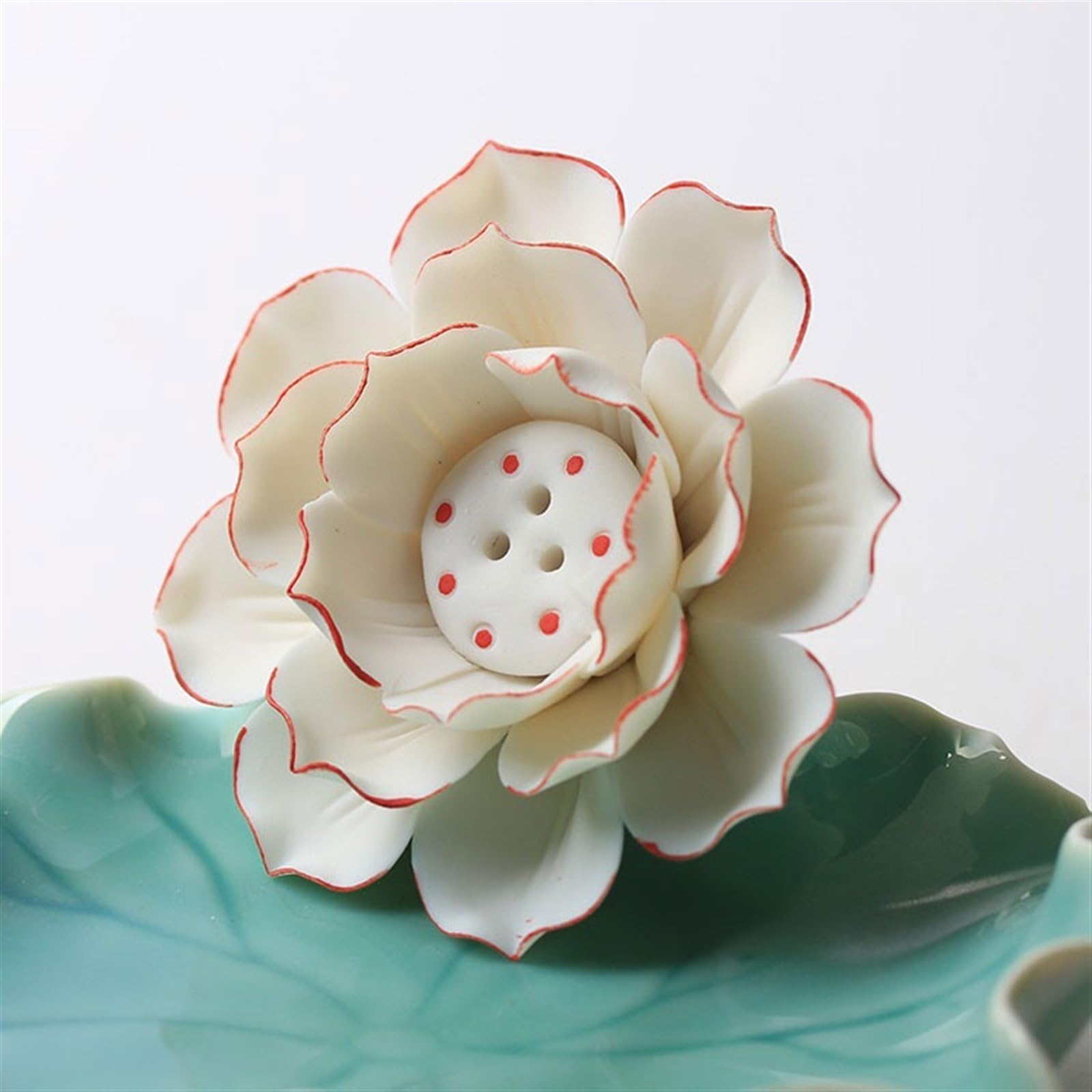 Portaincenso di Buddha Bruciatore di incenso a forma di foglia di loto Porta incenso in ceramica fatto a mano Bruciatore squisito Decorazione interna Arredamento termale