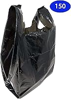 Vista 5 de Compras de comestibles Bolsas de plástico para camisetas lisas 12" x 7" x 21" (negro, 150)