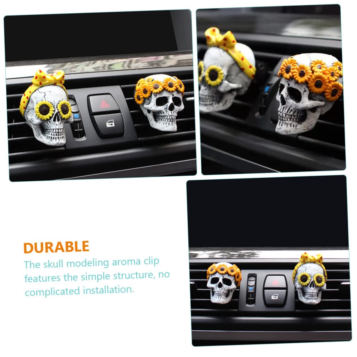 SOLUSTRE 8pezzi Profumatore Per Auto Clip Con Design Teschio Diffusore Di Aromi Creativo Per Interni Auto Casa o Ufficio Facile Da Installare Accessorio Decorativo Unico Per Ogni Viaggio