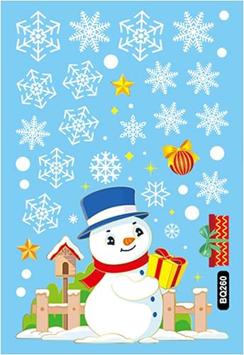 Adhesivos de ventana de Navidad, decoración de Navidad, muñeco de nieve, copo de nieve, decoración de ventana, calcomanía de pared de ventana,