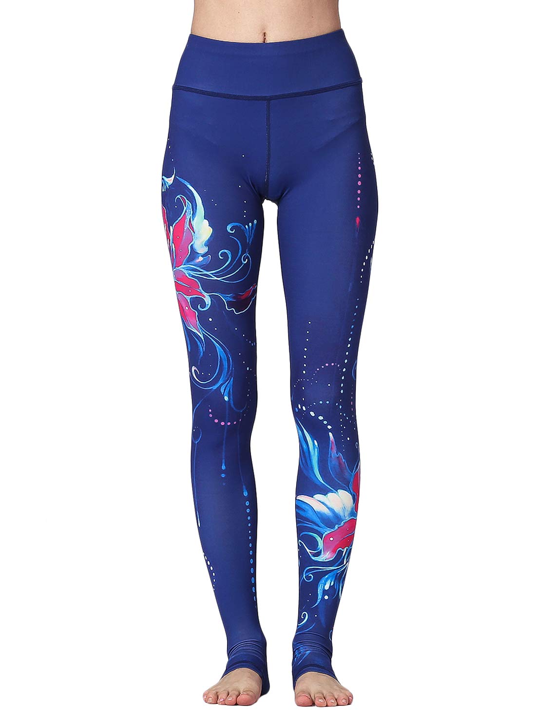 FLYILY Donna Leggings Sportivi Elastico Stampa Floreale Pantalone da corsa da donna Leggings a vita alta Pantaloni da yoga lunghi elasticizzati