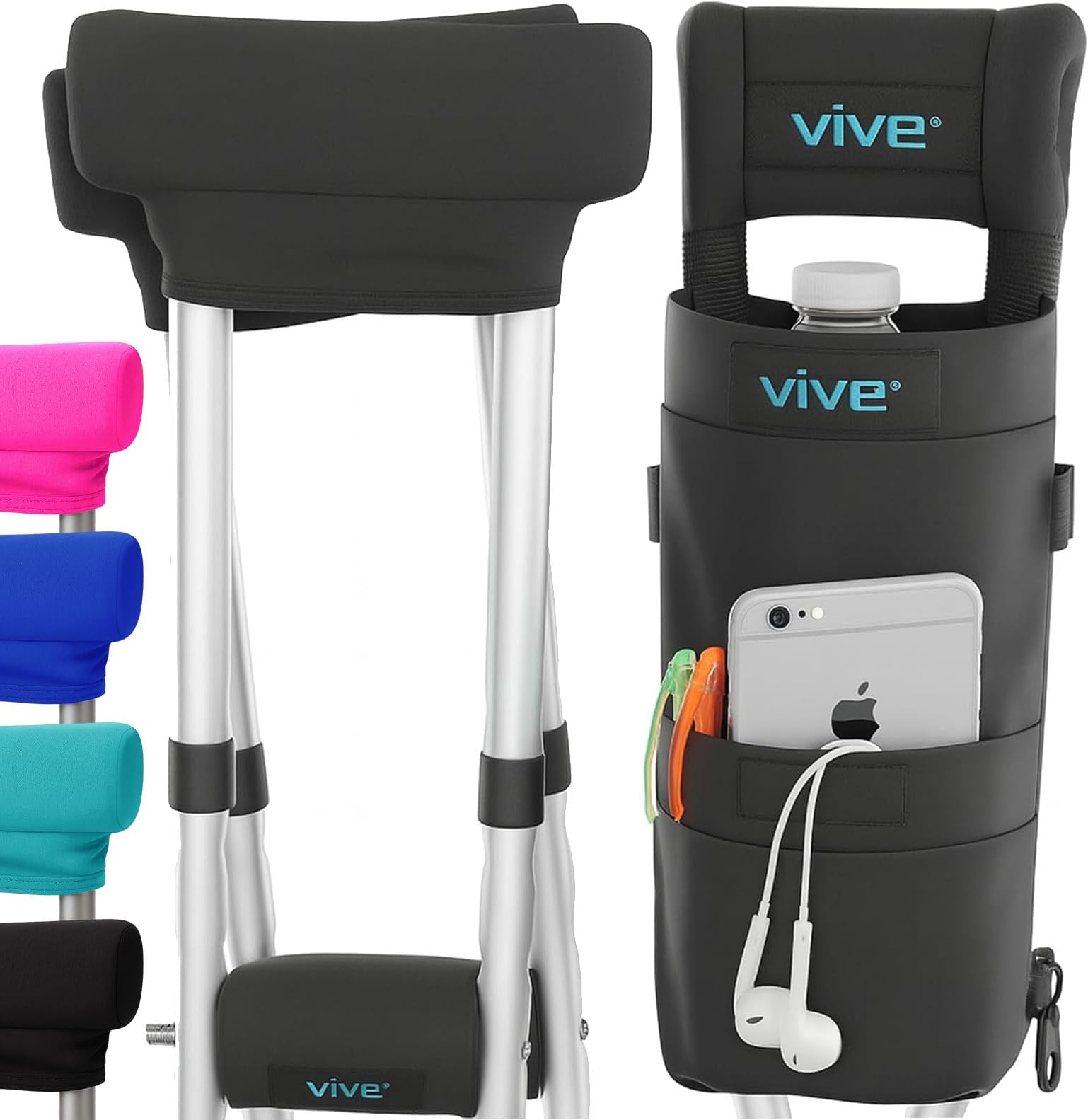 Vive Crutch Pads And Pouch One Size Black