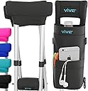 Vive Crutch Pads, Bag, & Hand Grips (5 PCS) - Crutches for Adults Armpit Padding, Hand Grips, Accessories Pouch - Soft Tips Medical Padded Handles for Kids, Men, Women - Lightweight