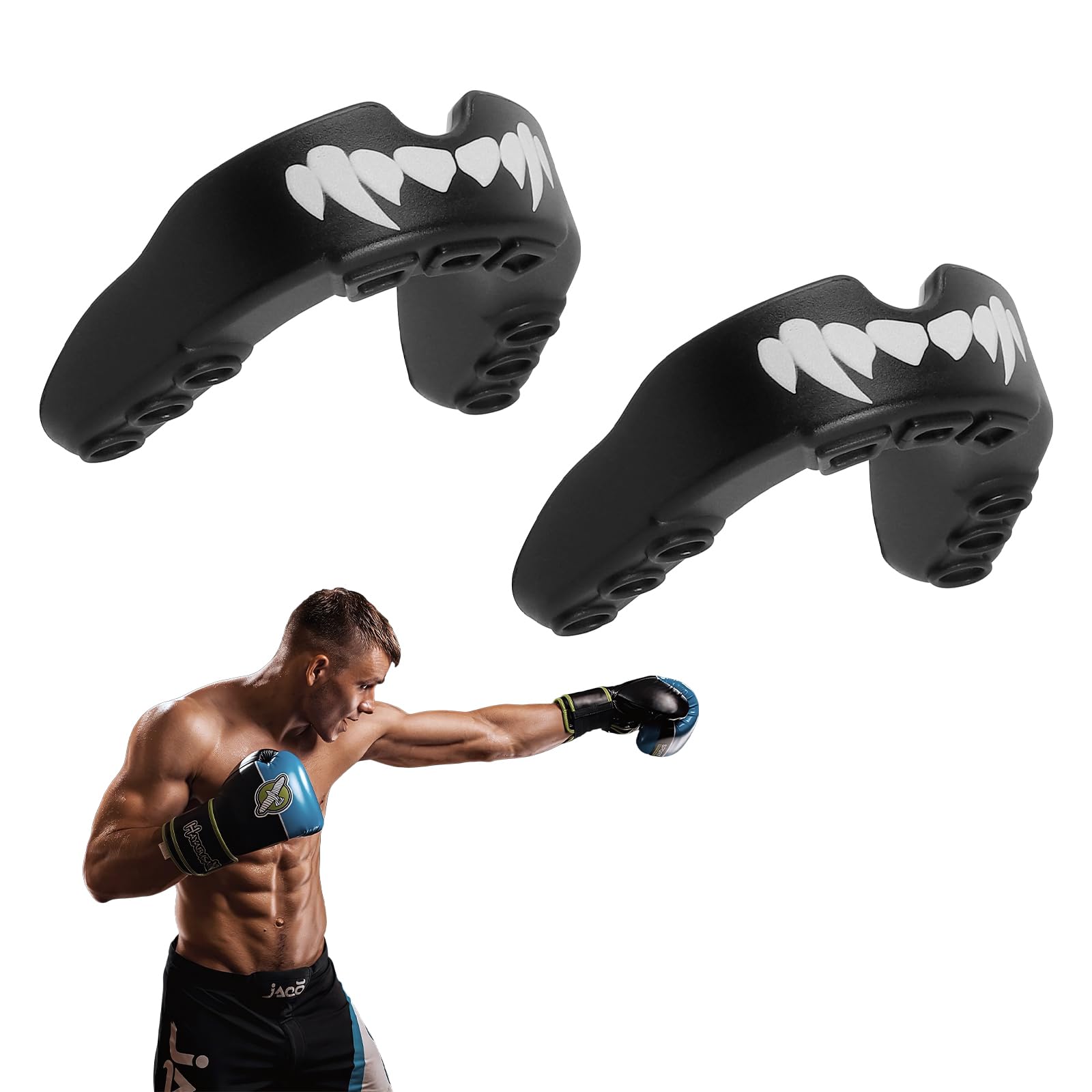 Protectores bucales deportivos para adultos, negro, kickboxing, rugby, boxeo