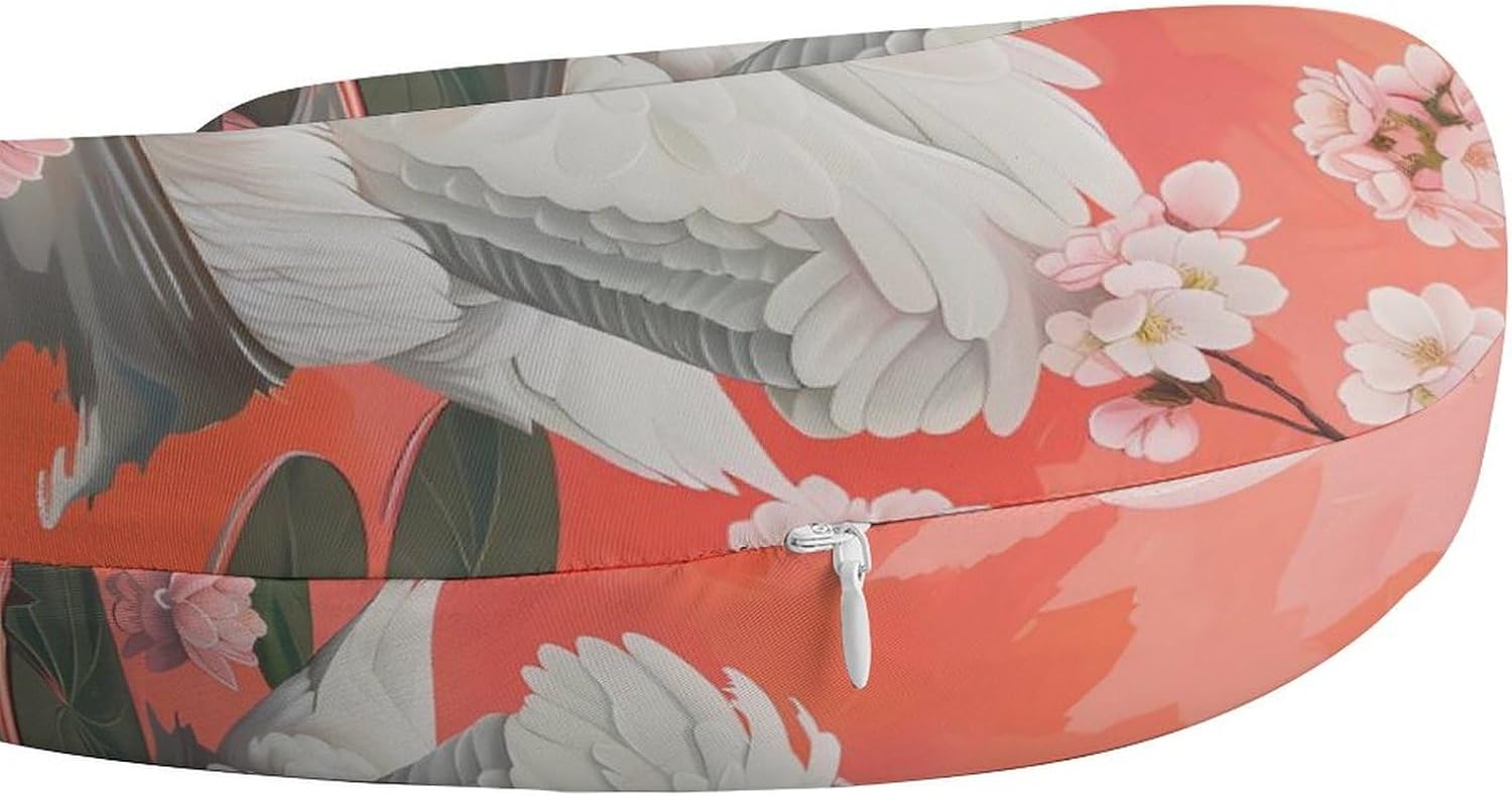 Swans Love in Lake Moon Funny Travel Pillow U Shaped Memory Foam Neck Pillows Portable for Flight Car Home Office