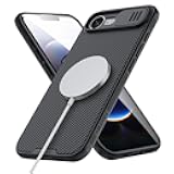Magnetic for iPhone 16E Case, Upgraded Slide Camera Cover, Compatible with Magsafe, Slim Shockproof Protective Phone Case for 16E 6.1 inch, Black