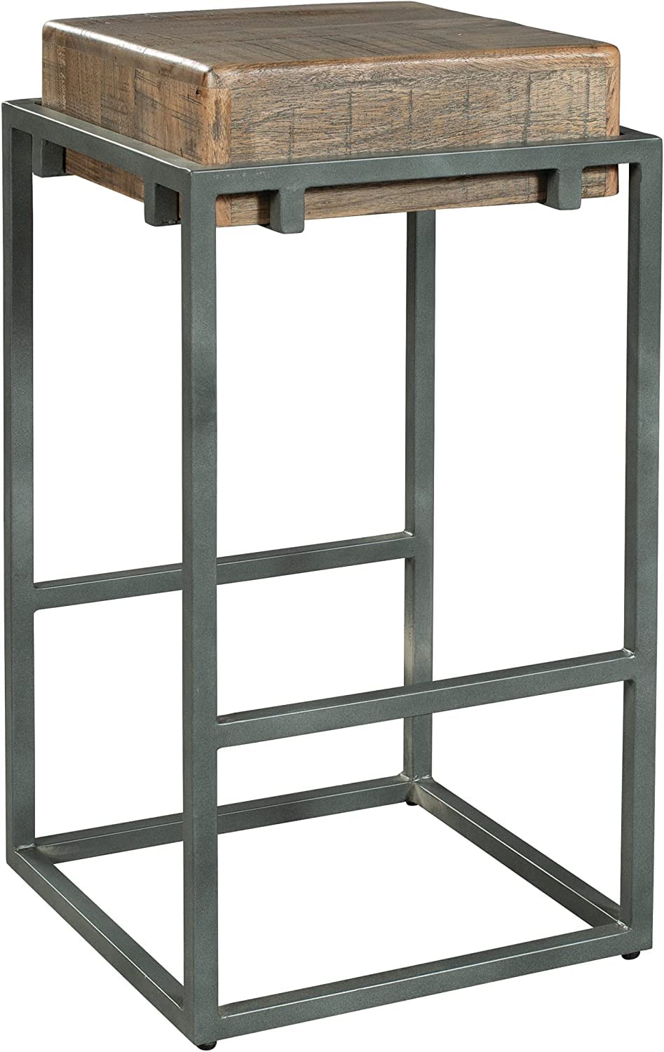 INDIAN DECOR RW104 Furniture Pub Stool – Special Reserve Finish, Durable Wood Top, Rectangle Solid Acacia Box, Metal Iron Leg Frame, Soft Brown Oil Rub, Modern Home Furniture