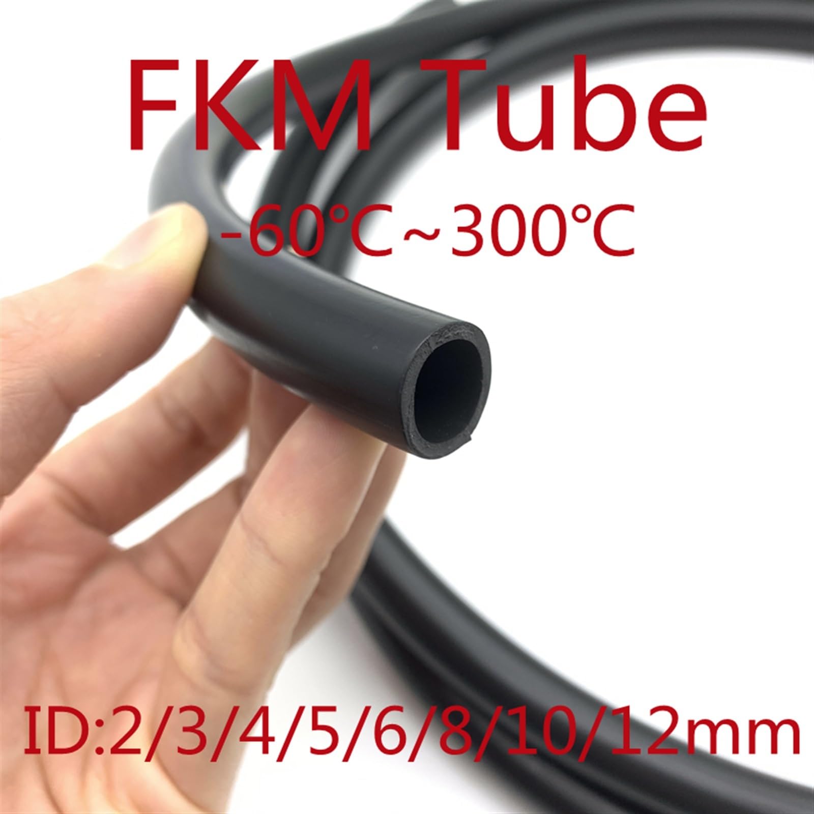 Tuyau en Caoutchouc fluoré 1M -60 ℃ ~ 300 ℃ Tuyau en Caoutchouc fluoré Tuyau d'huile Haute température 2/3/4/5/6/8/10mm pour Les Motos, Les Voitures(1M_OD 25XID 19MM)