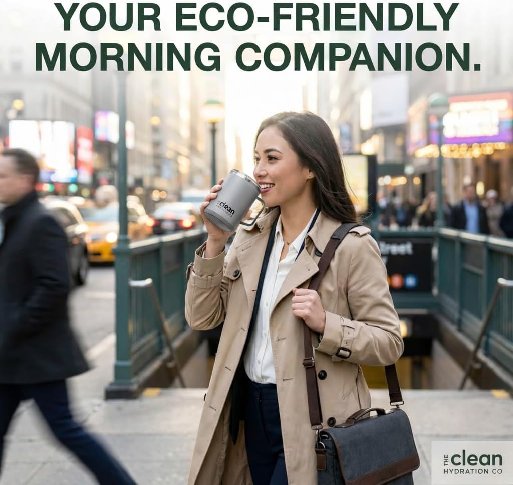 Coffee Mug Travel Mug Insulated 12 Oz | Ceramic Lined Travel Cup with Lid | Reusable Office Mug Double Wall Vacuum Eco-Friendly BPA-Free (Gray) - Image 6