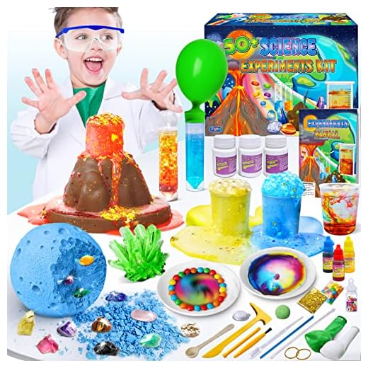 UNGLINGA Kit Científico con 50+ Experimentos de Ciencias para Niños 4-12 Años, Juego de química, Excavación de Piedras Preciosas, Volcán, Cristal de Cría Stem Juguetes