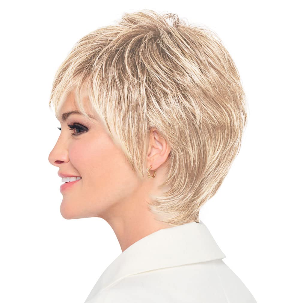 Raquel Welch Fierce And Focused Hand Tied Short Bob Wig by Hairuwear, Average Size Cap, RL16/22 Iced Sweet Cream
