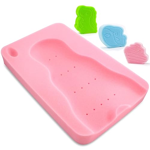 HALLO Esponja de baño para bebés Alfombrilla de baño suave para recién nacidos, sin olor (rosa)