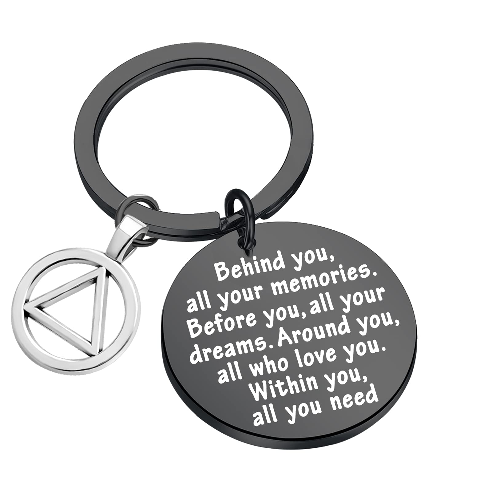 FEELMEM Sobriety Gift Keychain Addiction Recovery Gift Behind You All Memories Before You All Your Dream AA Alcoholics Anonymous Warrior Recovery Gift New Beginnings Gift
