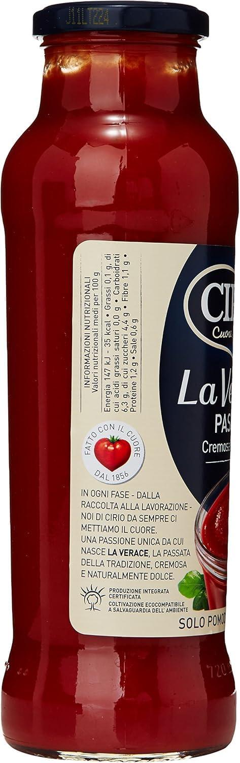 12PZ Cirio Passata Verace, Salsa di Pomodoro 100% Italiano, 700g Ciascuna, + portachiavi italy shop service