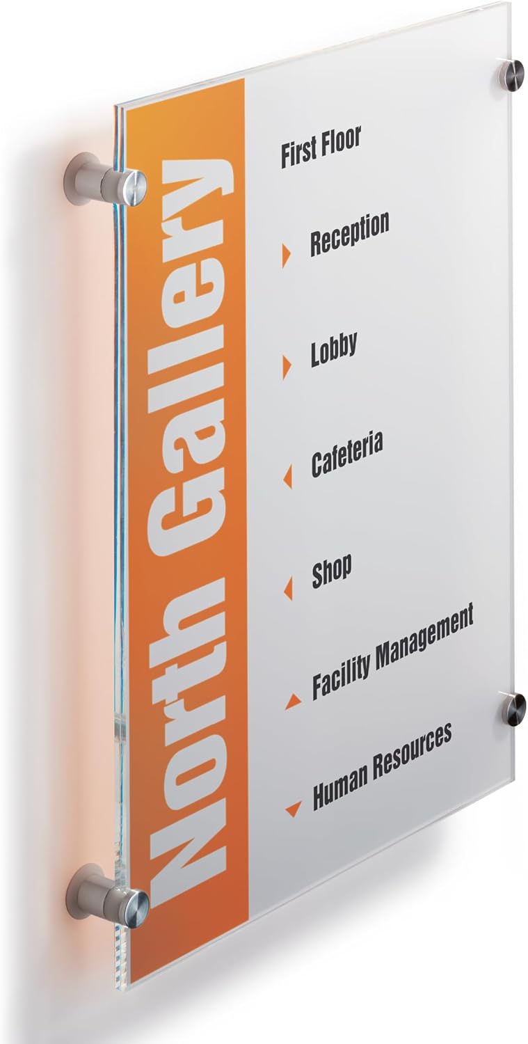 Durable Crystal Information Sign Tabloid 11.75" x 16.625" Inches Portrait - Door & Wall Sign - Includes Fittings - Perfect for Offices, Hotels, Public Buildings, etc.