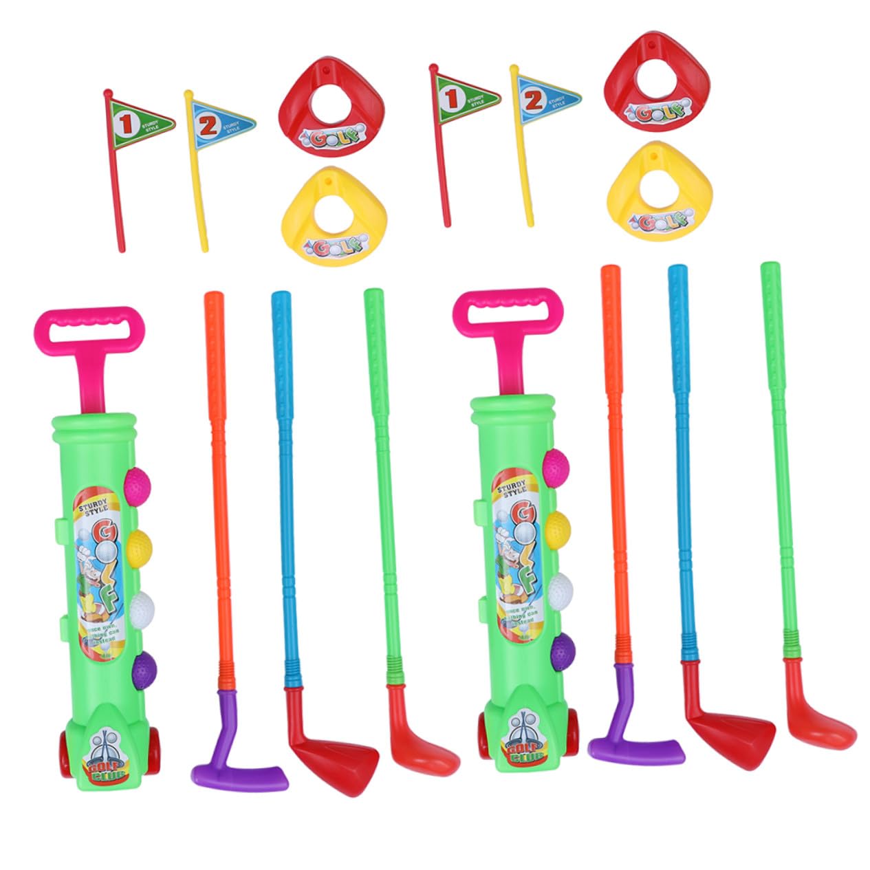 Set de Golf Infantil de Plástico Verde, 2 Juegos Portátiles | Juego Interior para Niños y Adultos, Formato Ligero, Diseño para Juegos entre Padres E Hijos