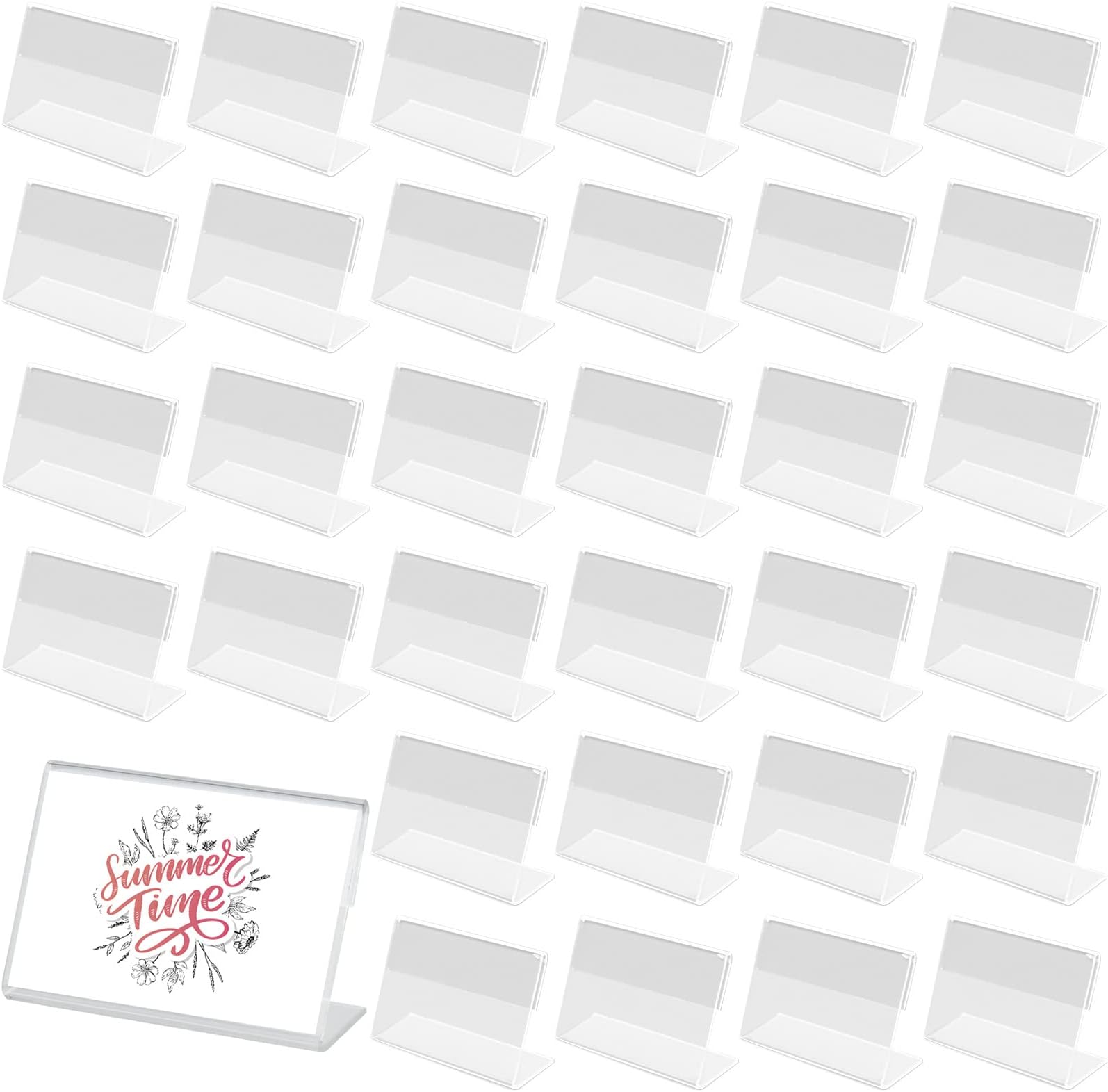 42 Pcs Mini Acrylic Sign Display Holder Price Label Holder, Acrylic Price Display Holder Price Name Card Tag Label Stand for Office, Retail Store and Supermarket (6 x 4.3 x 2cm)