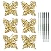 Tinksky 6Pcs Christmas Butterfly Christmas Decorations Christmas Tree Ornaments Wedding Party Decorations 3"/8cm (Gold)