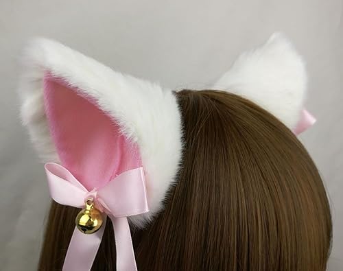 Miniatura 5 de Hot Sweet Lovely Anime Halloween Cosplay Fancy Neko Cat Ears Clip de pelo blanco con campana