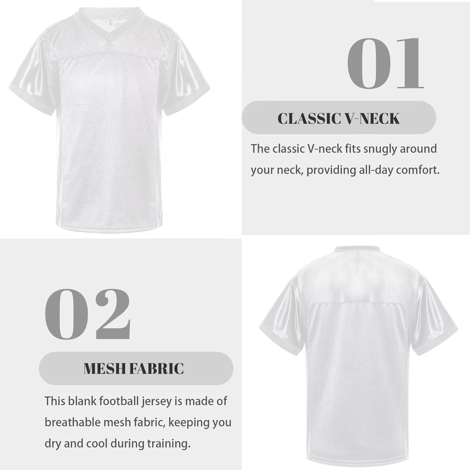 babyhealthy Youth Blank Football Jersey Mesh Athletic Practice Sports Shirt Hip Hop Soccer Tee Unisex - Image 4