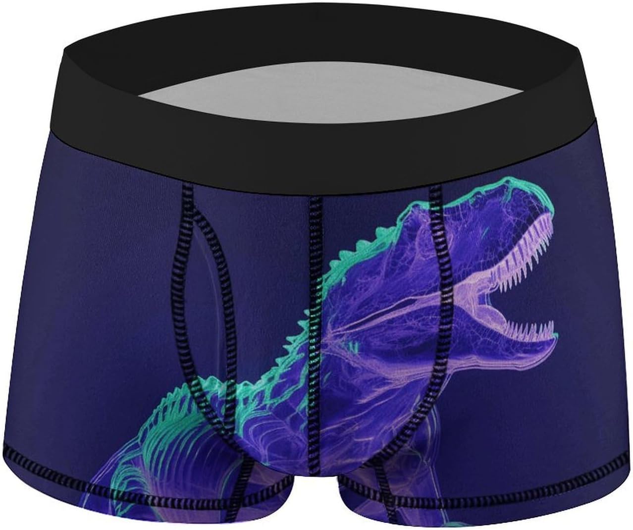 Green Dinosaur Style Mens Boxer Briefs Short Breathable Underwear Trunks Soft Moisture-Wicking Boxer Shorts Novelty Underpants M