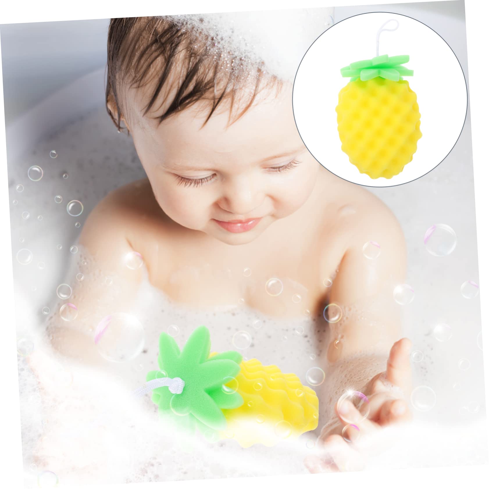 FRCOLOR 1pc Cartoon Bath Sponge Soft Absorbent Bath Brush for Gentle Skin Massage Shower Sponge Fun Pineapple Design for Bathing Supplies