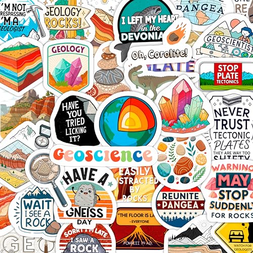 100Pcs Geology Stickers for Water Bottles, Geologist Stickers - Gift for Geologist - Geology Party Decorations and Favors - Gift for Women & Men