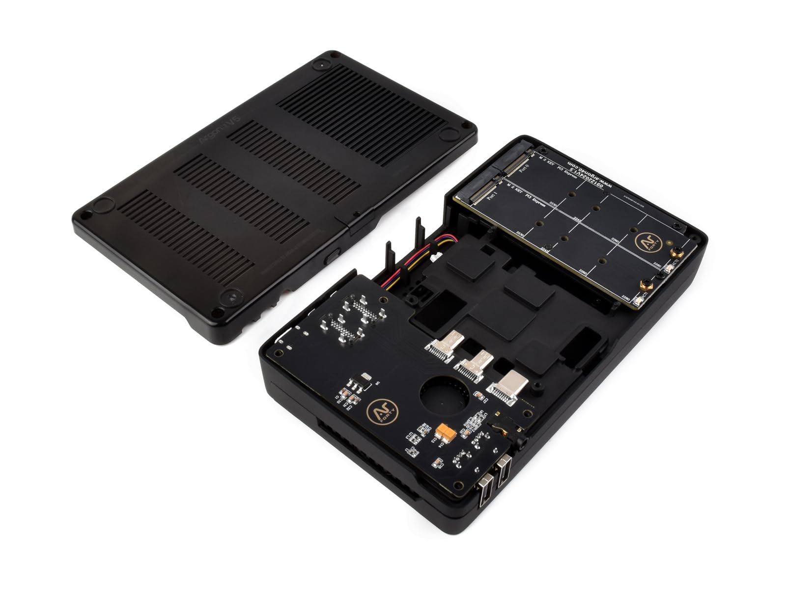Waveshare ARGON ONE V5 Case For Raspberry Pi 5, Dual M.2 NVMe PCIe Slots, Aluminum Alloy Case, Built-in Cooling Fan, Compatible With Standard Raspberry Pi HATs