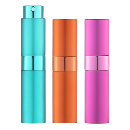 Miniatura 8 de LISAPACK Botella atomizadora de perfume de 0.3 fl oz para viajes (3 piezas) dispensador de colonia vacío, rociador portátil (rojo, rosa, morado)