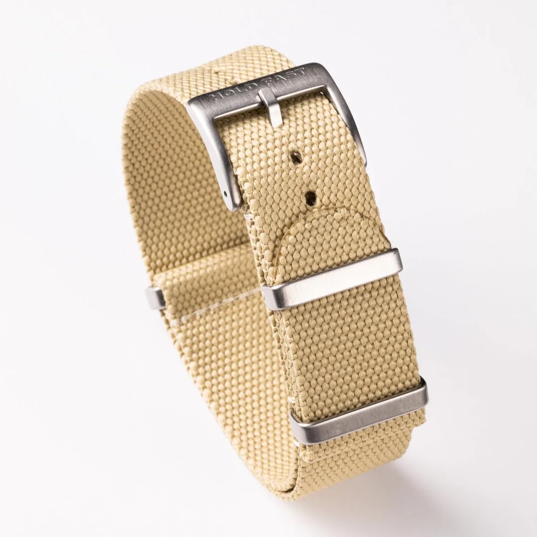 Anchor Strap Co | Hybrid Nylon Watch Strap | Basketweave Cotton Blend Band | Sliding Floating Keeper | Square Brushed Stainless Buckle | 1.3mm Thick | Fits 5.75–8.5in Wrists | NATO