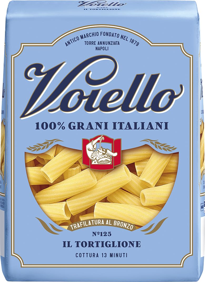Voiello Pasta Tortiglioni n.125, 500g, Grani 100% Italiani, Trafilatura Al Bronzo