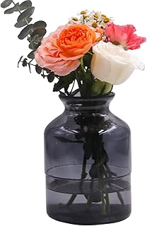 OFFIDIX Glass Vase,6 * 4.1in Large Volume Geometric Faceted Design Flowe...