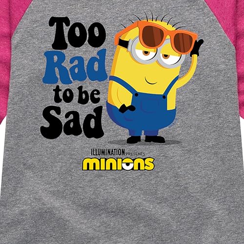 Despicable Me Minions - Too Rad to Be Sad - Toddler & Youth Girls Raglan Graphic T-Shirt3
